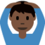 Mann mit Händen auf dem Kopf: dunkle Hautfarbe-Emoji auf X / Twitter