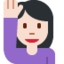 Emoji Donna con mano alzata: carnagione chiara su X / Twitter