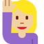 Emoji Donna con mano alzata: carnagione abbastanza chiara su X / Twitter