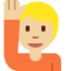 Person Raising Hand: Medium-Light Skin Tone emoji on X / Twitter