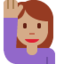 Emoji Mujer con la mano levantada: tono de piel medio en X / Twitter