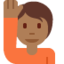 Emoji Persona con mano alzata: carnagione abbastanza scura su X / Twitter