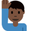 Emoji Uomo con mano alzata: carnagione scura su X / Twitter