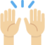 X / Twitter üzerinde Eller havaya: orta açık cilt tonu emojisi