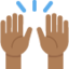 Emoji Mani alzate: carnagione abbastanza scura su X / Twitter