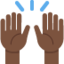 Zwei erhobene Handflächen: dunkle Hautfarbe-Emoji auf X / Twitter