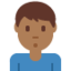 Schmollender Mann: mitteldunkle Hautfarbe-Emoji auf X / Twitter