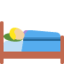 Emoji Orang tidur atas katil: ton kulit sederhana cerah pada X / Twitter