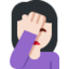 X / Twitter üzerinde Eliyle yüzünü kapatan kadın: açık cilt tonu emojisi