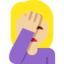 Sich an den Kopf fassende Frau: mittelhelle Hautfarbe-Emoji auf X / Twitter
