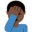 Sich an den Kopf fassender Mann: dunkle Hautfarbe-Emoji auf X / Twitter