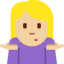 Woman Shrugging: Medium-Light Skin Tone emoji on X / Twitter