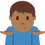Emoji Hombre encogido de hombros: tono de piel oscuro medio en X / Twitter