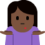 Emoji Donna che scrolla le spalle: carnagione scura su X / Twitter