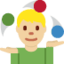 Jongleur: mittelhelle Hautfarbe-Emoji auf X / Twitter