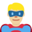 Emoji Supereroe uomo: carnagione abbastanza chiara su X / Twitter