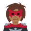 Emoji Ketua penjahat wanita: ton kulit sederhana gelap pada X / Twitter