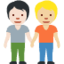 Emoji Deux personnes se tenant la main : peau claire et peau moyennement claire sur X / Twitter