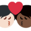 Emoji Nụ hôn: người, người, màu da sáng, màu da tối trên X / Twitter