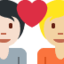 Emoji Couple avec cœur : adulte, adulte, peau claire et peau moyennement claire sur X / Twitter