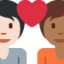 Emoji Casal apaixonado: pessoa, pessoa, pele clara e pele morena escura no X / Twitter