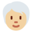 Person: Medium-Light Skin Tone, White Hair emoji on X / Twitter