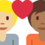 Emoji Pasangan dengan simbol hati: dewasa, dewasa, ton kulit sederhana cerah dan ton kulit sederhana gelap pada X / Twitter