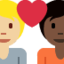 Emoji Casal apaixonado: pessoa, pessoa, pele morena clara e pele escura no X / Twitter