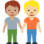 อีโมจิ คนจับมือกัน: โทนผิวสีเหลือง โทนผิวสีขาวเหลือง บน X / Twitter