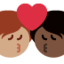 Kiss: Person, Person, Medium Skin Tone, Dark Skin Tone emoji on X / Twitter