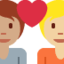 อีโมจิ คู่รัก: คน คน โทนผิวสีเหลือง และ โทนผิวสีขาวเหลือง บน X / Twitter