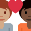 אימוג'י זוג עם לב: אדם, אדם, גוון עור בינוני, גוון עור כהה ב-X / Twitter