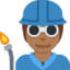 Fabrikarbeiter(in): mitteldunkle Hautfarbe-Emoji auf X / Twitter