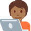 Emoji Persona esperta di tecnologia: carnagione abbastanza scura su X / Twitter