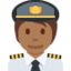 Emoji Juruterbang: ton kulit sederhana gelap pada X / Twitter