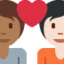 Emoji Casal apaixonado: pessoa, pessoa, pele morena escura e pele clara no X / Twitter