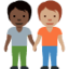 Emoji Deux personnes se tenant la main : peau foncée et peau légèrement mate sur X / Twitter