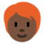 Emoji Dewasa: ton kulit gelap dan rambut merah pada X / Twitter