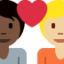 Emoji Casal apaixonado: pessoa, pessoa, pele escura e pele morena clara no X / Twitter