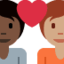 אימוג'י זוג עם לב: אדם, אדם, גוון עור כהה, גוון עור בינוני ב-X / Twitter