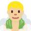 Emoji Homme au hammam : peau moyennement claire sur X / Twitter