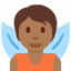 X / Twitter의 요정: 진한 갈색 피부 이모지