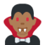 Emoji Puntianak lelaki: ton kulit sederhana gelap pada X / Twitter