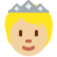 Emoji Orang memakai mahkota: ton kulit sederhana cerah pada X / Twitter