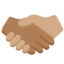 Handschlag: mitteldunkle Hautfarbe, mittlere Hautfarbe-Emoji auf X / Twitter
