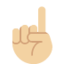 Nach oben weisender Zeigefinger von vorne: mittelhelle Hautfarbe-Emoji auf X / Twitter