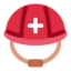 Emoji Topi keselamatan dengan palang putih pada X / Twitter